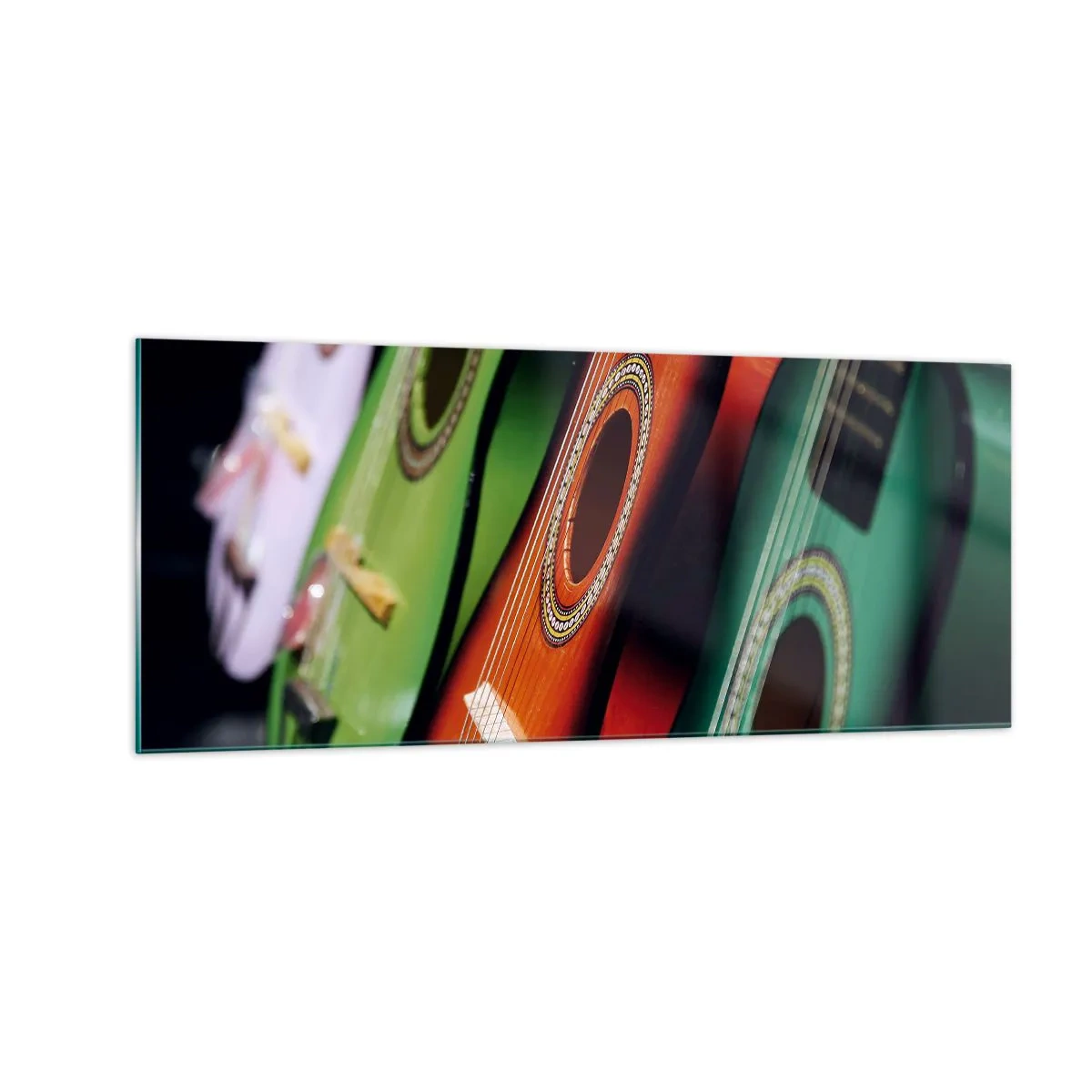 Quadro su vetro - La chitarra ha molti colori - 100x40 cm