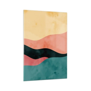 Quadro su vetro - Onde astratte in colori pastello - 70x100cm - Difformità conforme - Decorazione murale moderna per soggiorno e camera da letto ARTTOR