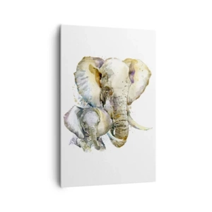 Quadro su tela - Stampe su Tela - Elefanti acquerellati in colori tenui - 80x120cm - Con mamma: il posto migliore - Decorazione murale moderna per soggiorno e camera da letto ARTTOR