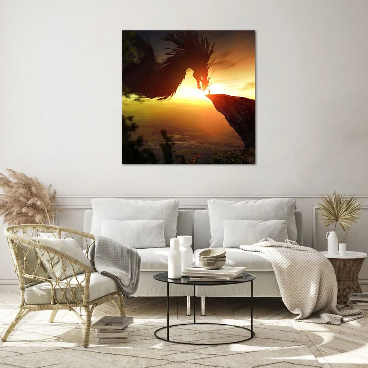 Quadro su vetro - Il cacciatore di draghi - 30x30 cm