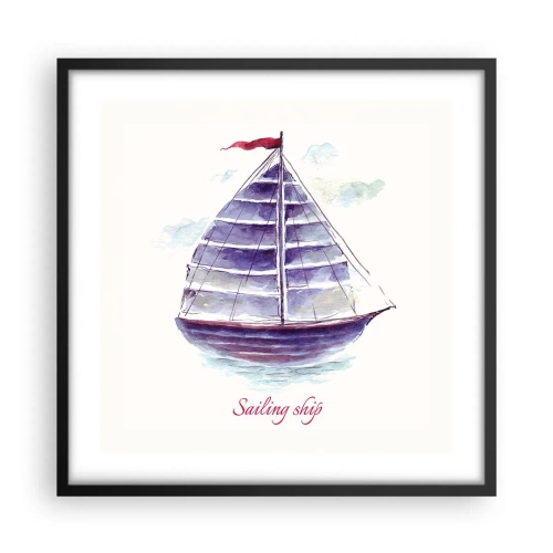 Poster in cornice nera - Gonfie vele e mare calmo - 50x50 cm