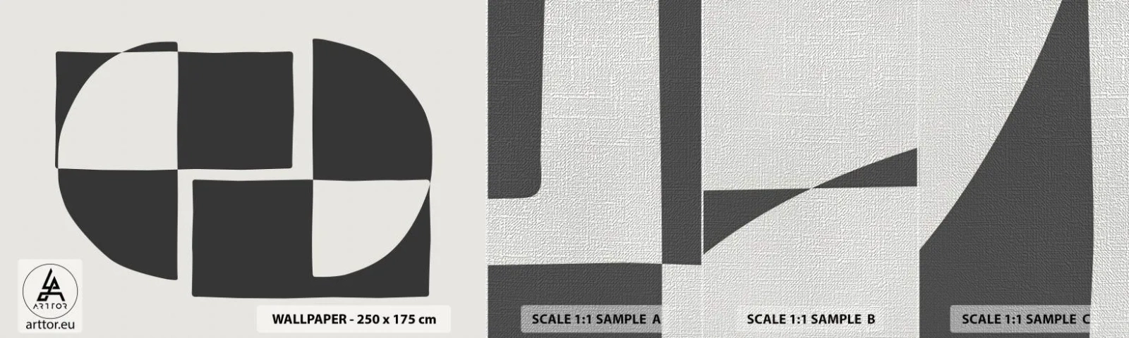 Campione di Fotomurale Premium Canvas - Antitesi - sintesi - Astrazione, Pezzo, Bianco e nero - 100x30 cm