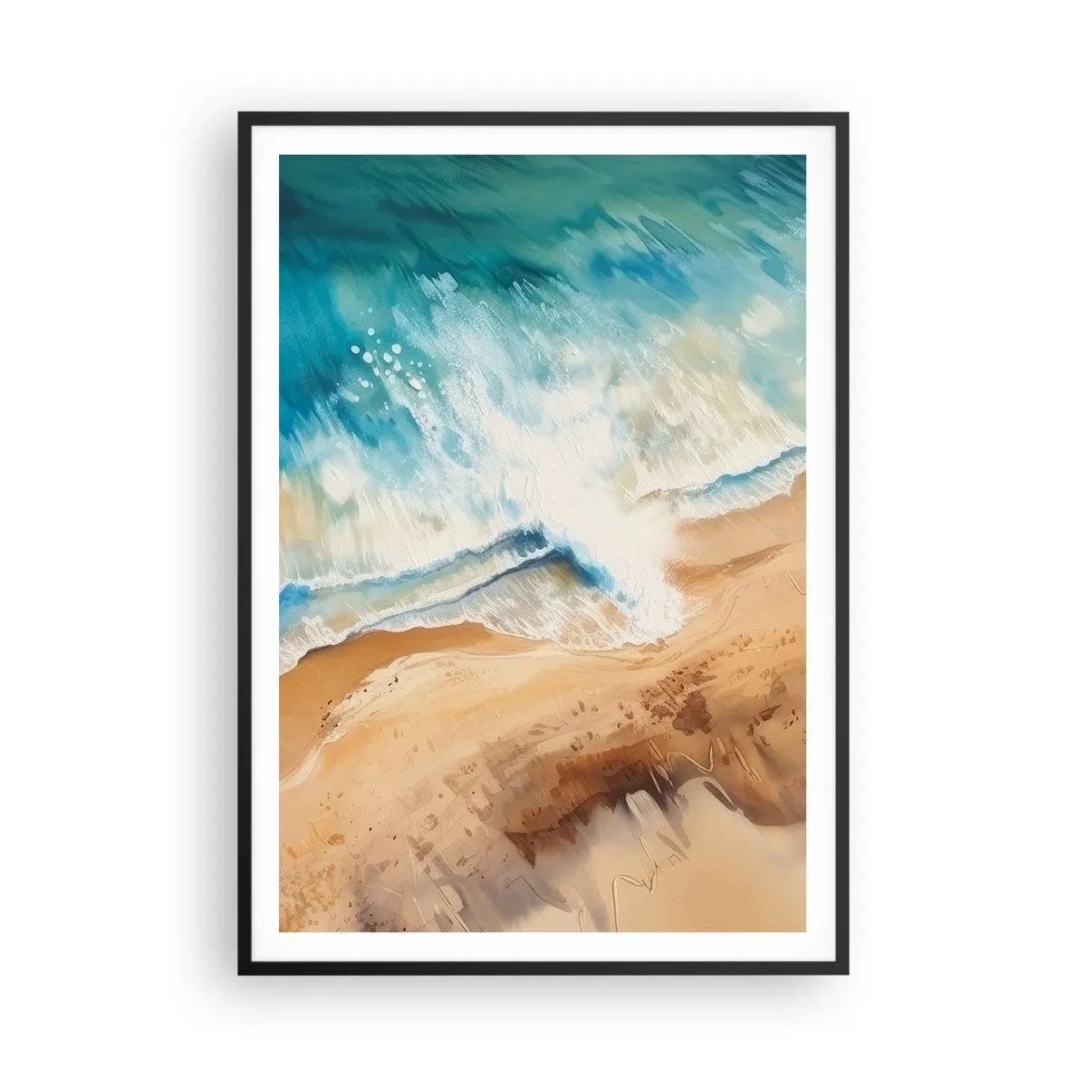 Poster in cornice nera - L'onda che ritorna - 70x100 cm