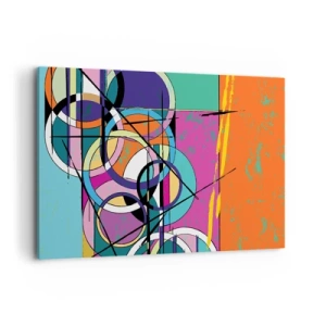 Quadro su tela - Stampe su Tela - Astrazione colorata con cerchi geometrici - 120x80cm - Un cerchio dietro l'altro - Decorazione murale moderna per soggiorno e camera da letto ARTTOR