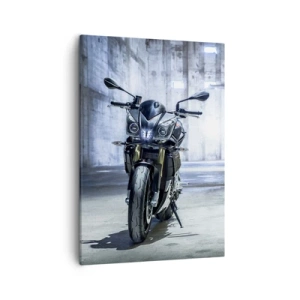 Quadro su tela - Stampe su Tela - Una motocicletta moderna in un interno industriale - 50x70cm - Prima che rombi il motore - Decorazione murale moderna per soggiorno e camera da letto ARTTOR