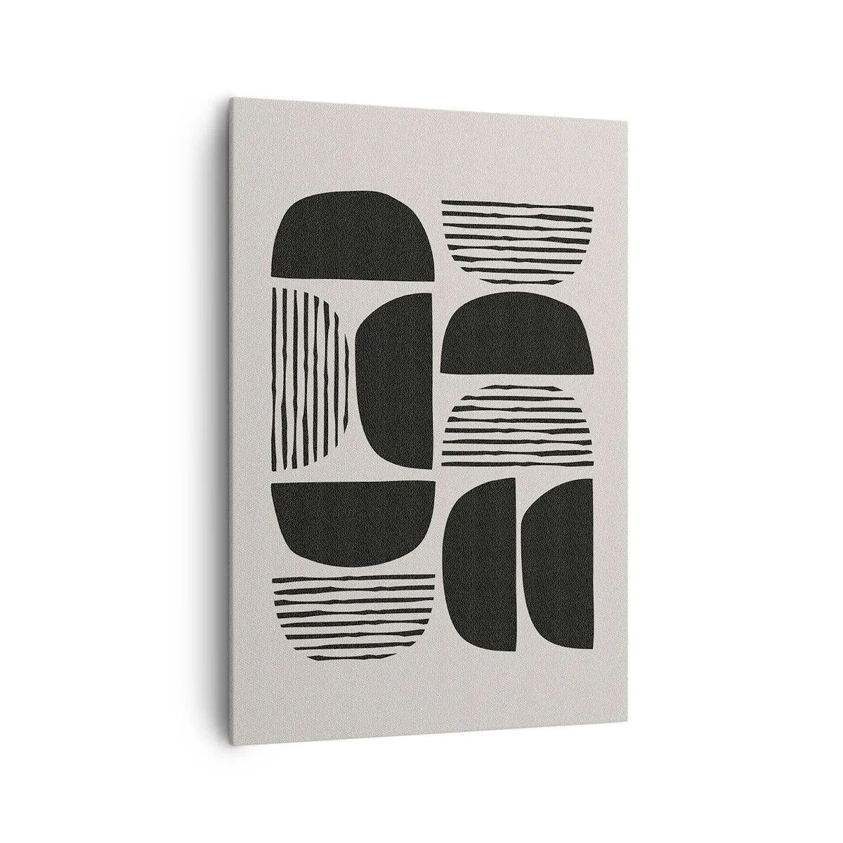 Quadro su tela - Stampe su Tela - Geometria con semicerchi e linee in nero su sfondo chiaro - 70x100cm - Sistemi di metà - Decorazione murale moderna per soggiorno e camera da letto ARTTOR