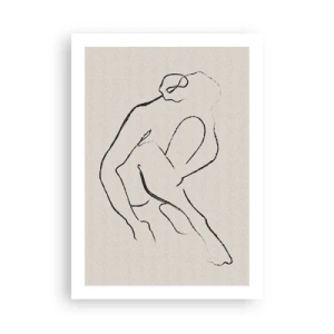 Poster - Uno schizzo minimalista di una silhouette femminile - 50x70cm - Schizzo intimo - Decorazione murale moderna per soggiorno e camera da letto ARTTOR