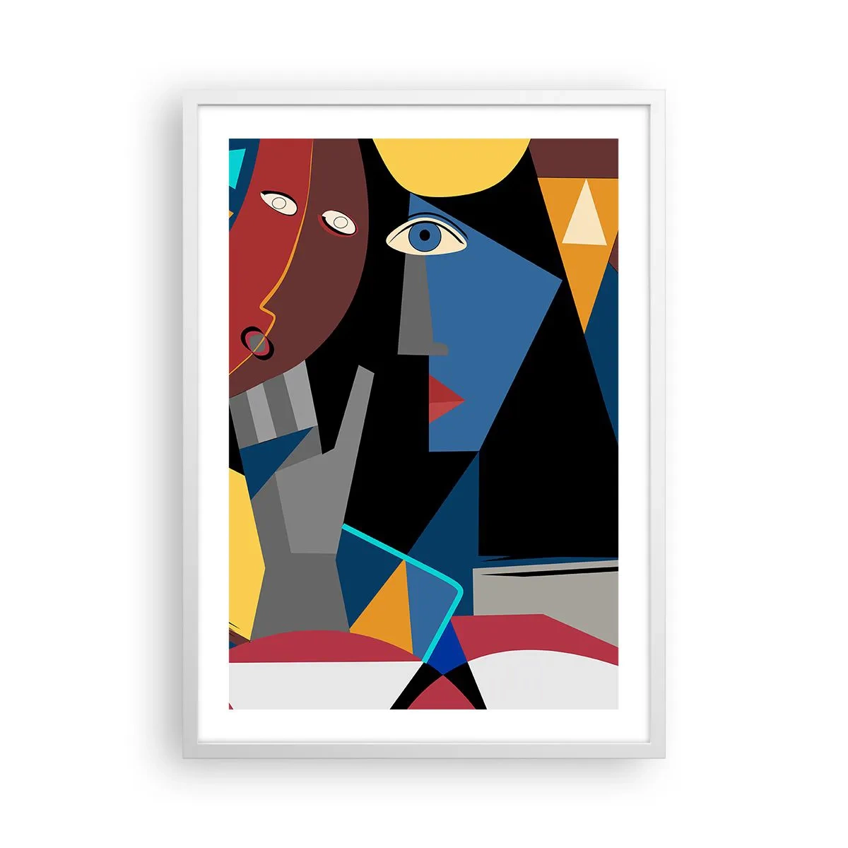 Poster in cornice bianca - Dialogo di cubisti - 50x70 cm