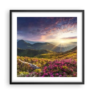 Poster in cornice nera - La freschezza di un mattino sui monti - 50x50 cm