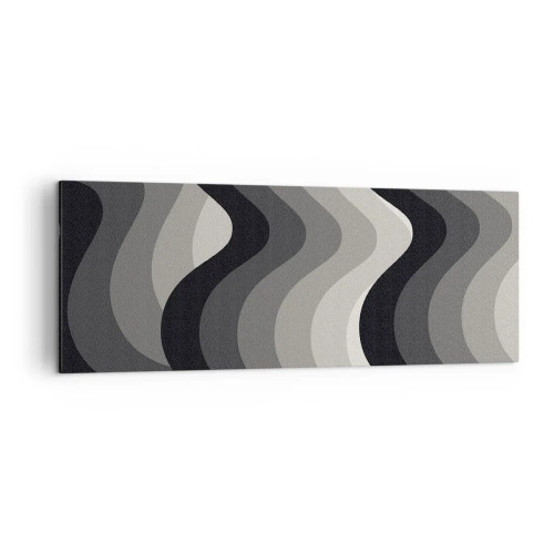 Quadro su tela - Stampe su Tela - Motivi ondulati in bianco e nero in tonalità di grigio - 140x50cm - Un'onda dopo l'altra - Decorazione murale moderna per soggiorno e camera da letto ARTTOR
