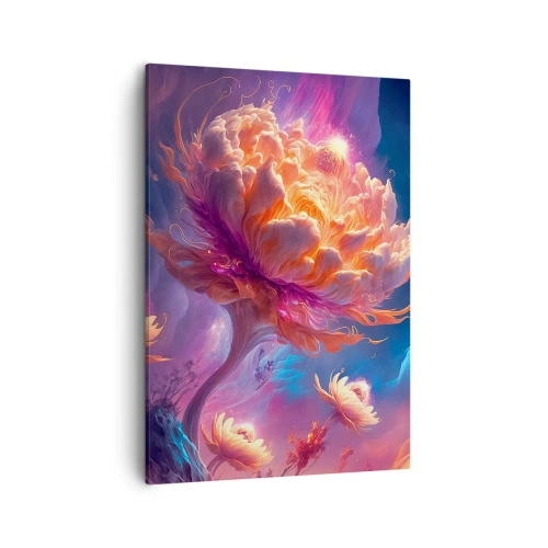 Quadro su tela - Stampe su Tela - Fiori fantastici in un paesaggio cosmico - 50x70cm - Un altro mondo - Decorazione murale moderna per soggiorno e camera da letto ARTTOR