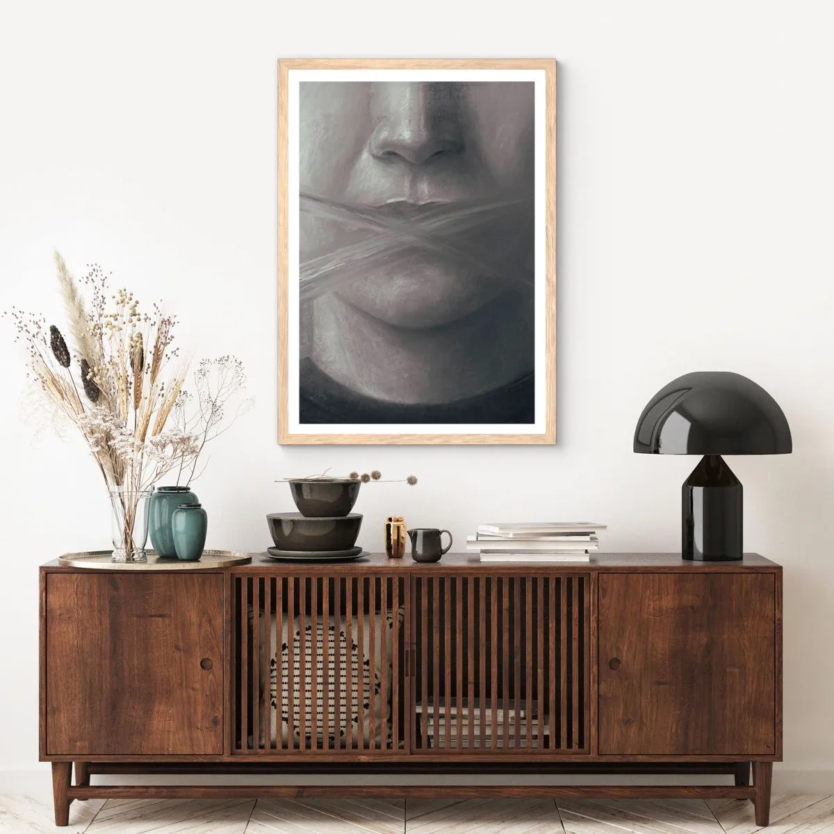 Poster in cornice rovere chiaro - Neanche una parola - 70x100 cm