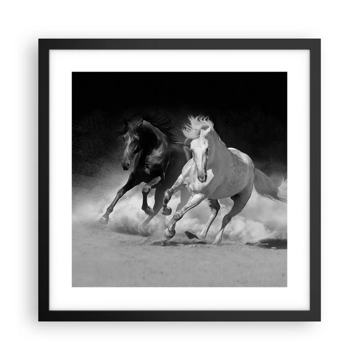 Poster in cornice nera - Il galoppo della libertà - 40x40 cm