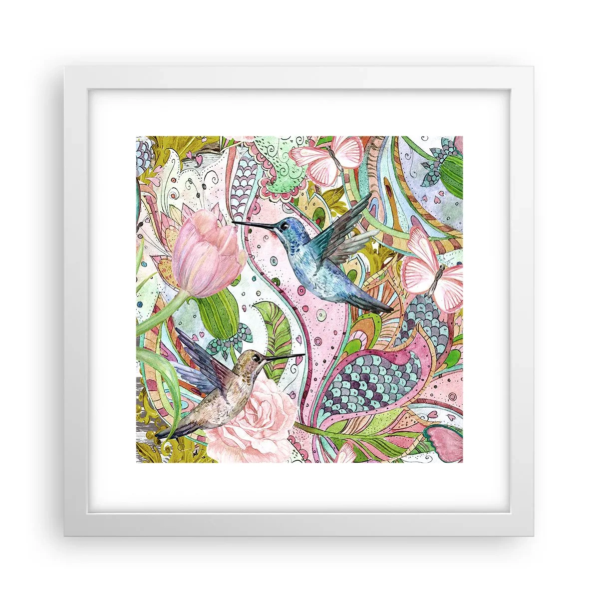 Poster in cornice bianca - Intrecciate nei rami - 30x30 cm