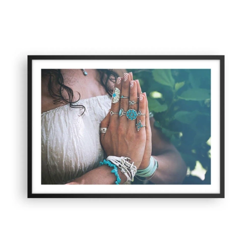 Poster in cornice nera - Mani decorate con gioielli boho - 70x50cm - Benvenuto al centro dell'essere - Decorazione murale moderna per soggiorno e camera da letto ARTTOR