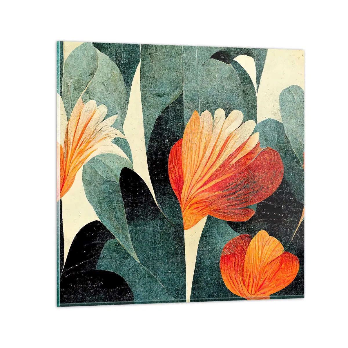 Quadro su vetro - Caldo dei tropici e fresco del verde - 50x50 cm