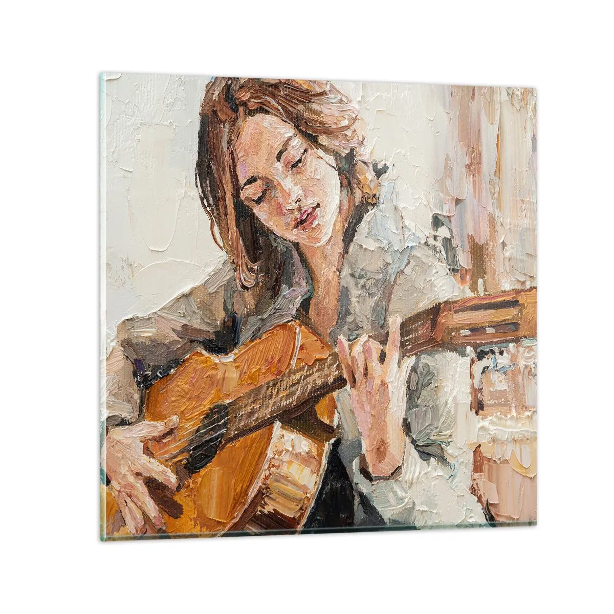 Quadro su vetro - Concerto per chitarra e cuore di ragazza - 70x70 cm