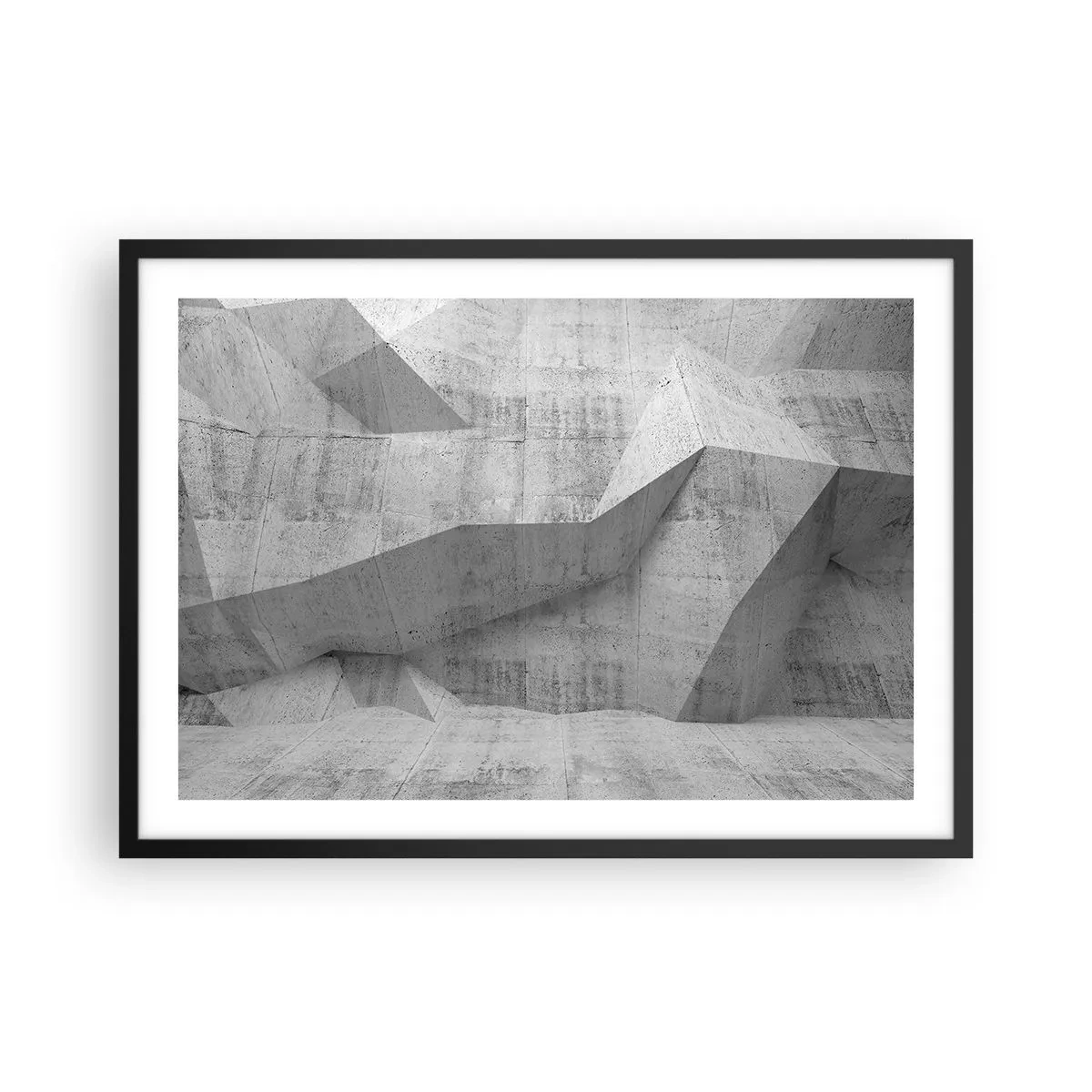 Poster in cornice nera - Forme geometriche in cemento grigio - 70x50cm - Una vera sfida - Decorazione murale moderna per soggiorno e camera da letto ARTTOR