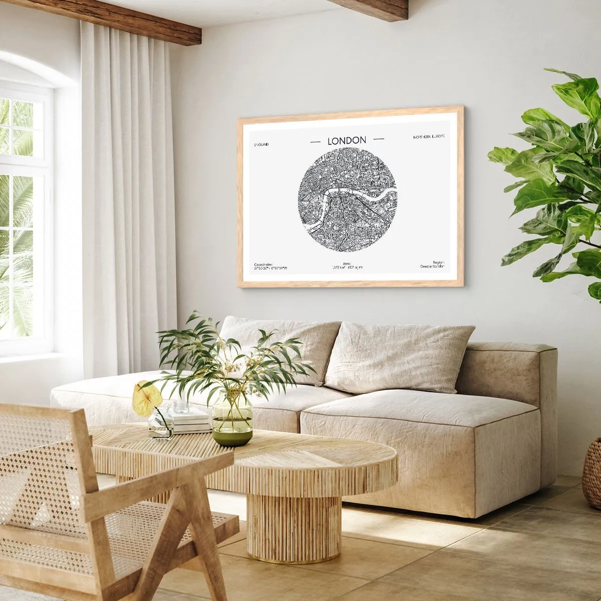 Poster in cornice rovere chiaro - Anatomia di Londra - 100x70 cm