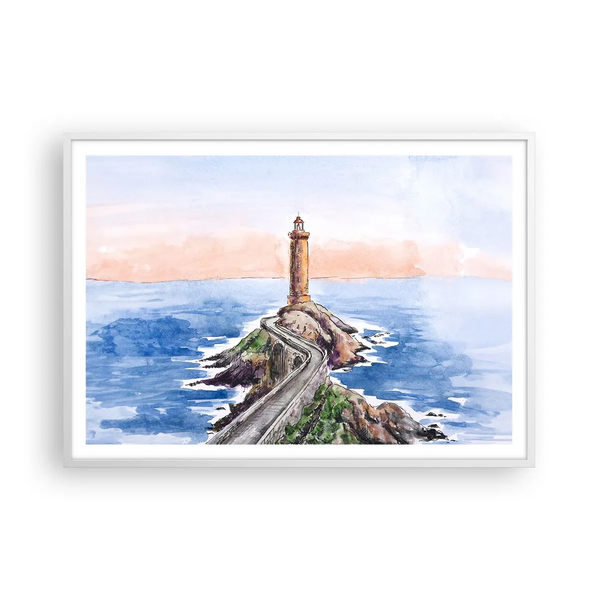 Poster in cornice bianca - Rivolto verso il mare - 100x70 cm