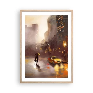 Poster in cornice rovere chiaro - Nelle luci di New York - 50x70 cm