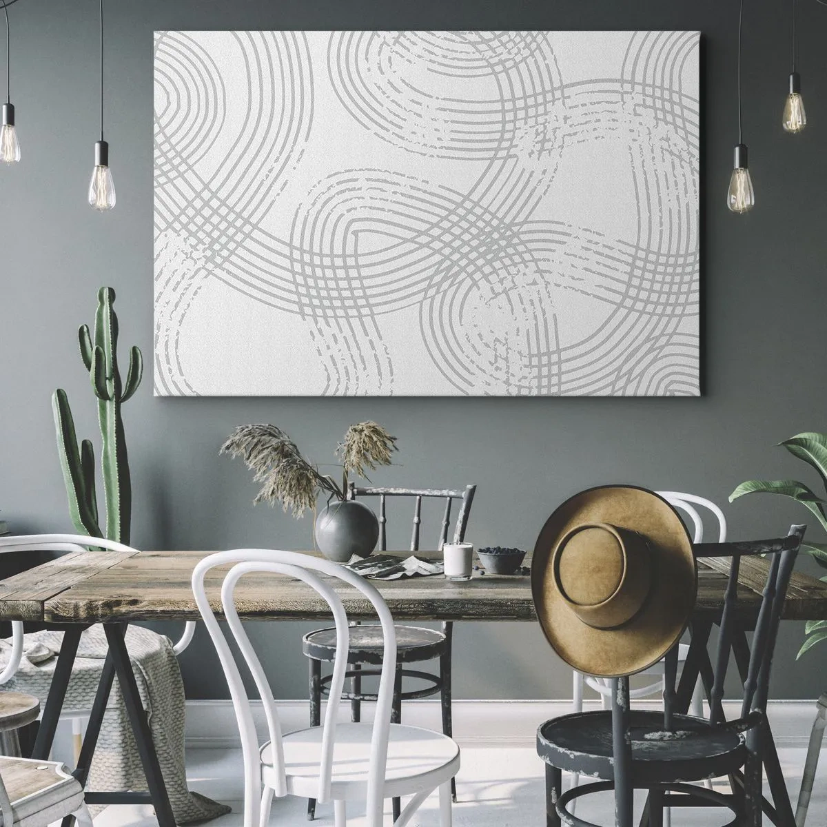 Quadro su tela - Stampe su Tela - Un motivo sottile con linee intrecciate in tonalità chiare - 70x50cm - Non vi è una via diritta - Decorazione murale moderna per soggiorno e camera da letto ARTTOR