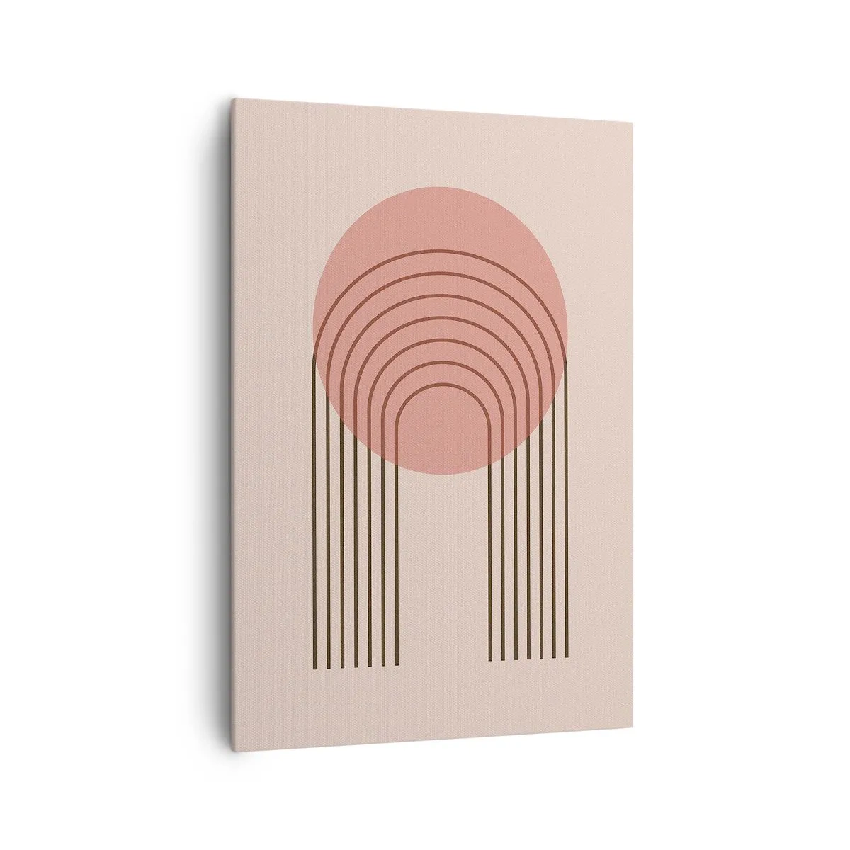 Quadro su tela - Stampe su Tela - Motivo astratto con cerchio rosa e linee - 70x100cm - Attrazione irresistibile - Decorazione murale moderna per soggiorno e camera da letto ARTTOR