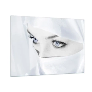 Quadro su vetro - Un ritratto delicato con espressivi occhi azzurri - 100x70cm - Direttamente dalle mille e una notte - Decorazione murale moderna per soggiorno e camera da letto ARTTOR
