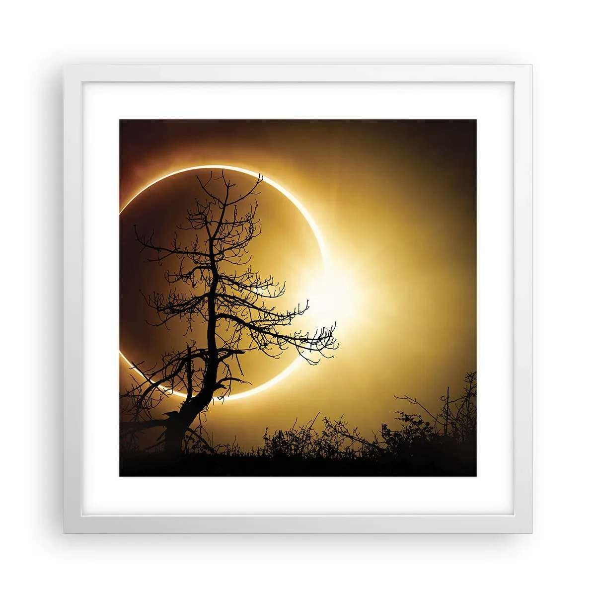 Poster in cornice bianca - Eclissi totale - 40x40 cm