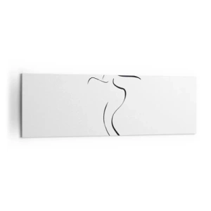 Quadro su tela - Stampe su Tela - Profilo minimalista di una silhouette femminile su uno sfondo bianco - 160x50cm - Inafferrabile come un'onda - Decorazione murale moderna per soggiorno e camera da letto ARTTOR