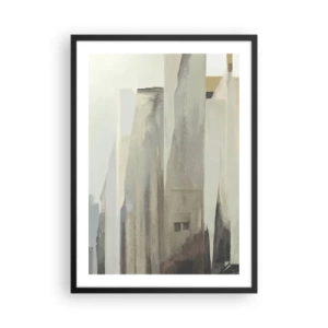Poster in cornice nera - Architettura astratta in colori tenui - 50x70cm - Sogno sulla città - Decorazione murale moderna per soggiorno e camera da letto ARTTOR