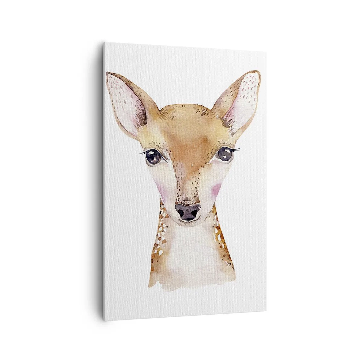 Quadro su tela - Stampe su Tela - Ritratto ad acquerello di un giovane capriolo su sfondo bianco - 80x120cm - La natura dell'innocenza - Decorazione murale moderna per soggiorno e camera da letto ARTTOR