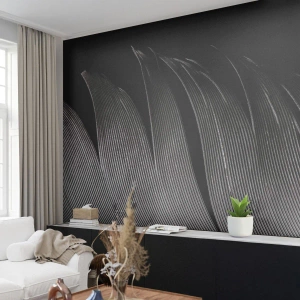 Fotomurali Premium Sand - Piuma: struttura meravigliosa - Penna, Minimalismo, Leggerezza - 350x256 cm