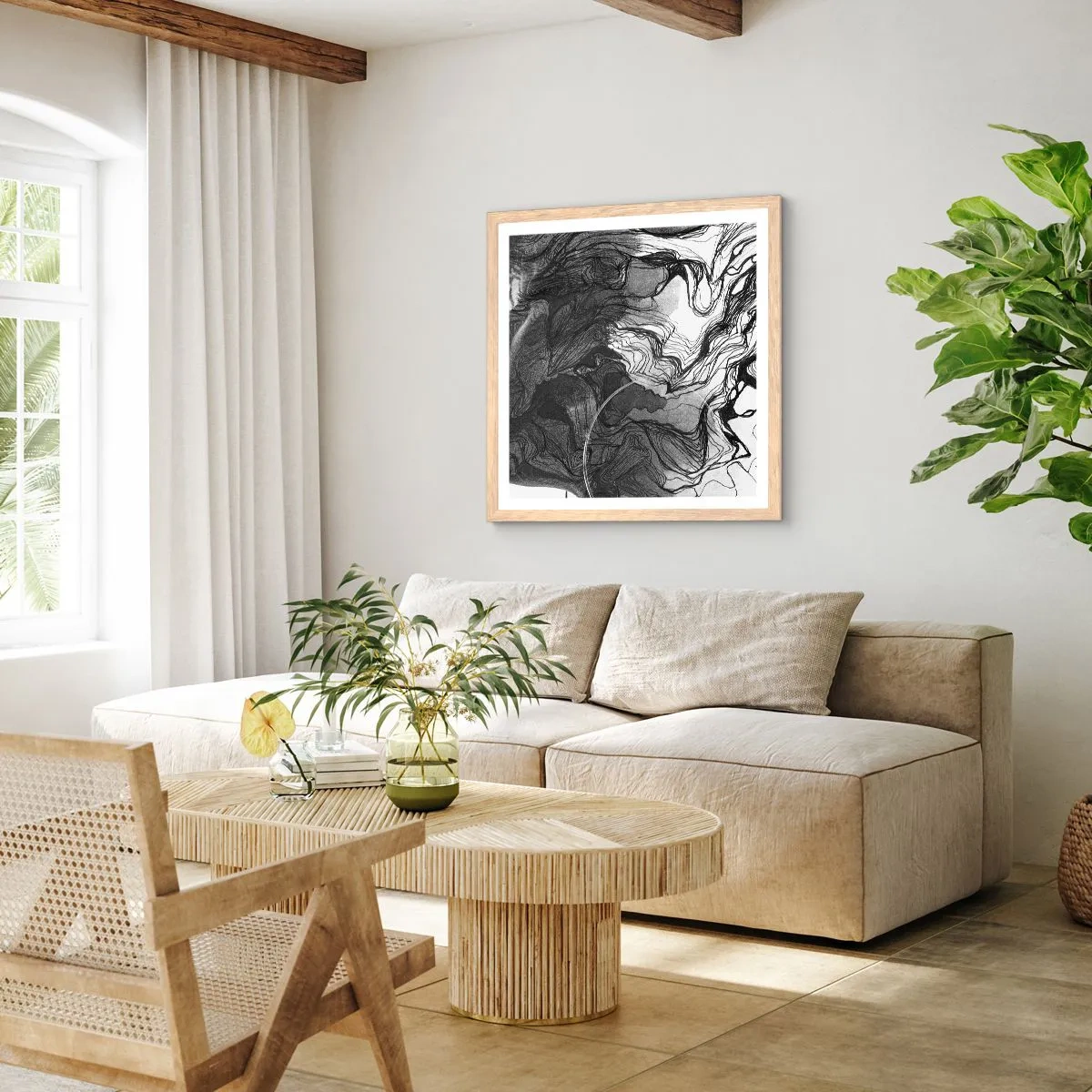 Poster in cornice rovere chiaro - Aggrovigliata nei sogni - 60x60 cm