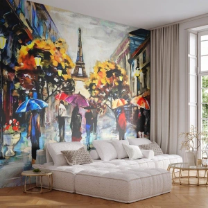 Fotomurali Premium Canvas - Una passeggiata autunnale a Parigi con vista sulla Torre Eiffel - 100x70cm - Bella soprattutto d'autunno - Decorazione murale moderna per soggiorno e camera da letto ARTTOR