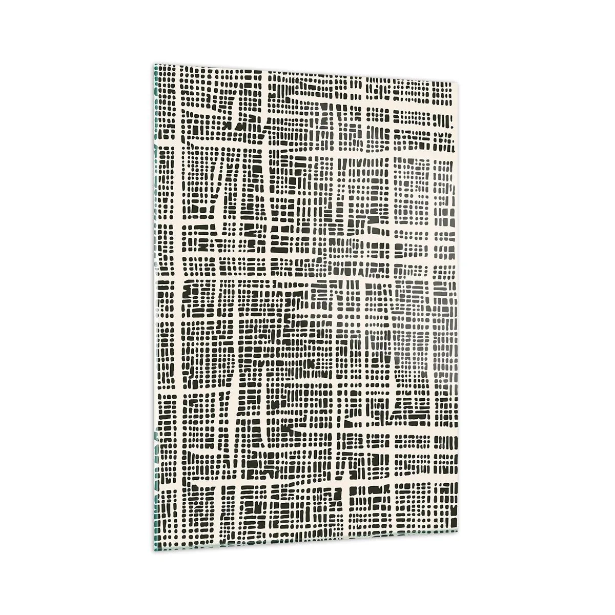 Quadro su vetro - Un'astrazione in bianco e nero che ricorda una griglia di punti. - 50x70cm - Composizione tessuta - Decorazione murale moderna per soggiorno e camera da letto ARTTOR