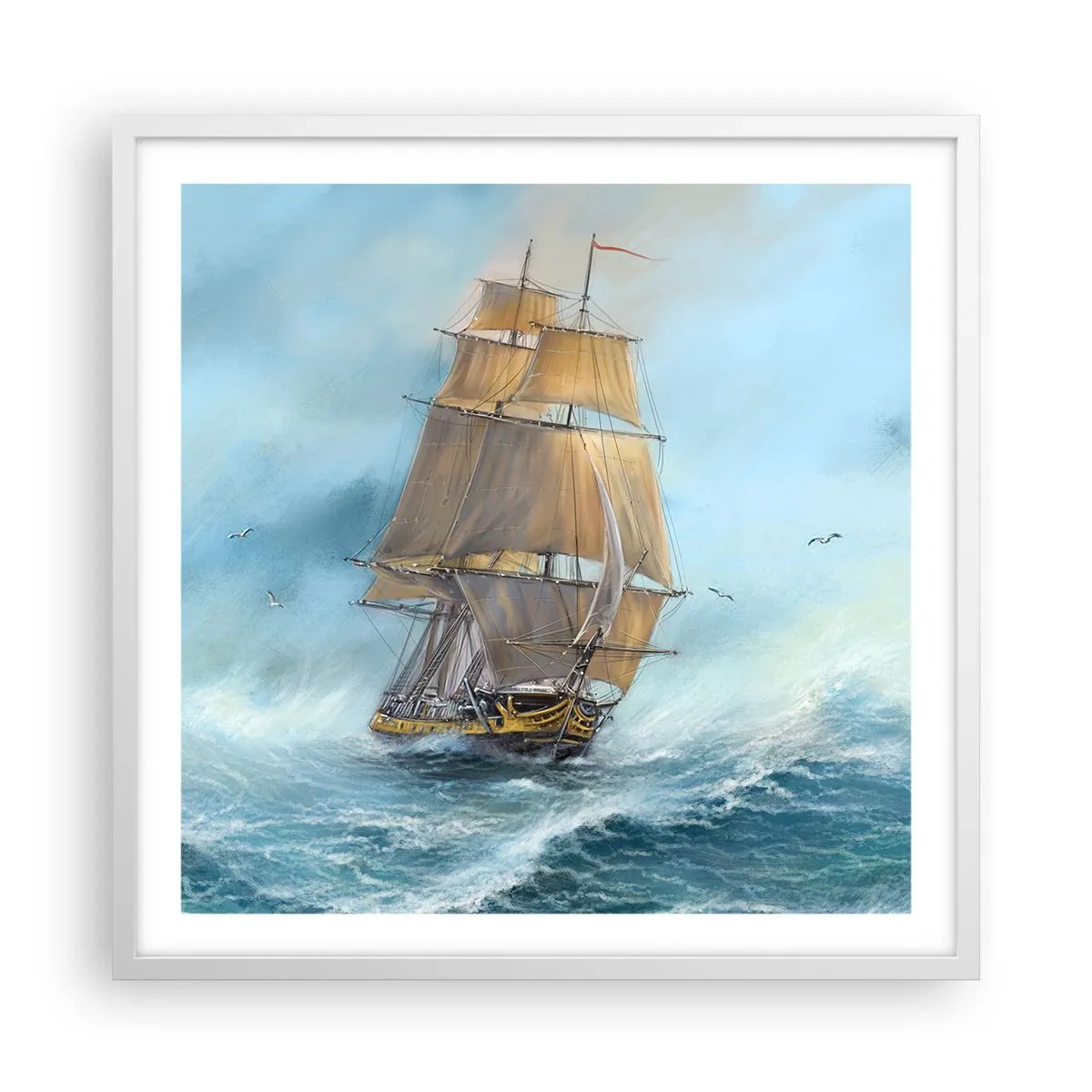 Poster in cornice bianca - Frangendo i flutti - 60x60 cm