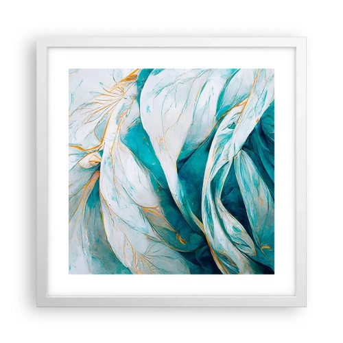 Poster in cornice bianca - Astrazione blu con motivi d'oro - 40x40 cm