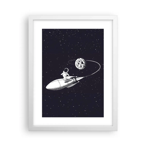 Poster in cornice bianca - Surfista spaziale - 30x40 cm