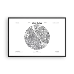 Poster in cornice nera - Anatomia di Varsavia - 91x61 cm