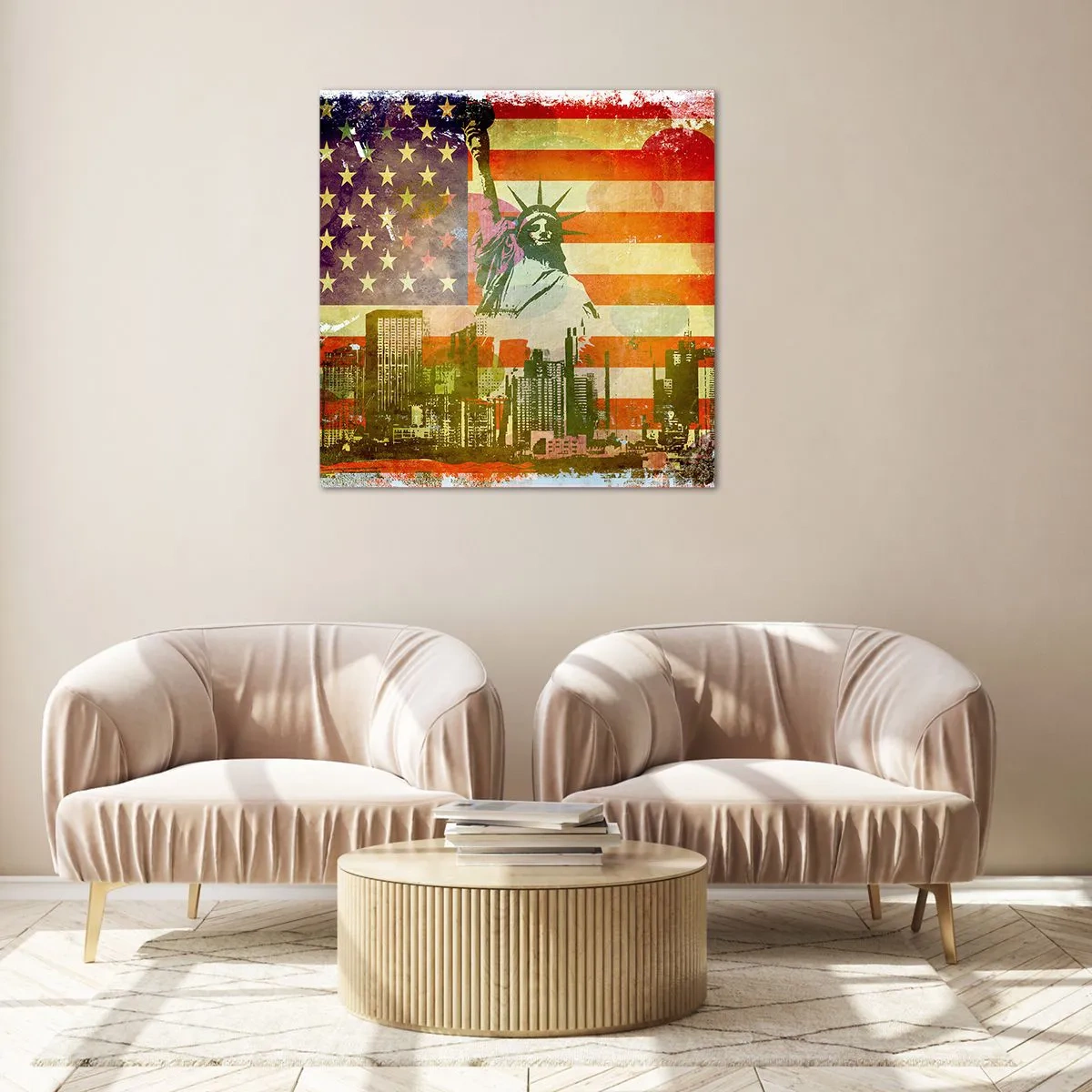 Quadro su vetro - Viva l'America! - 50x50 cm