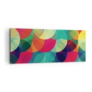 Quadro su tela - Stampe su Tela - Motivi geometrici colorati composti da cerchi e semicerchi - 120x50cm - Ascensione arcobaleno - Decorazione murale moderna per soggiorno e camera da letto ARTTOR