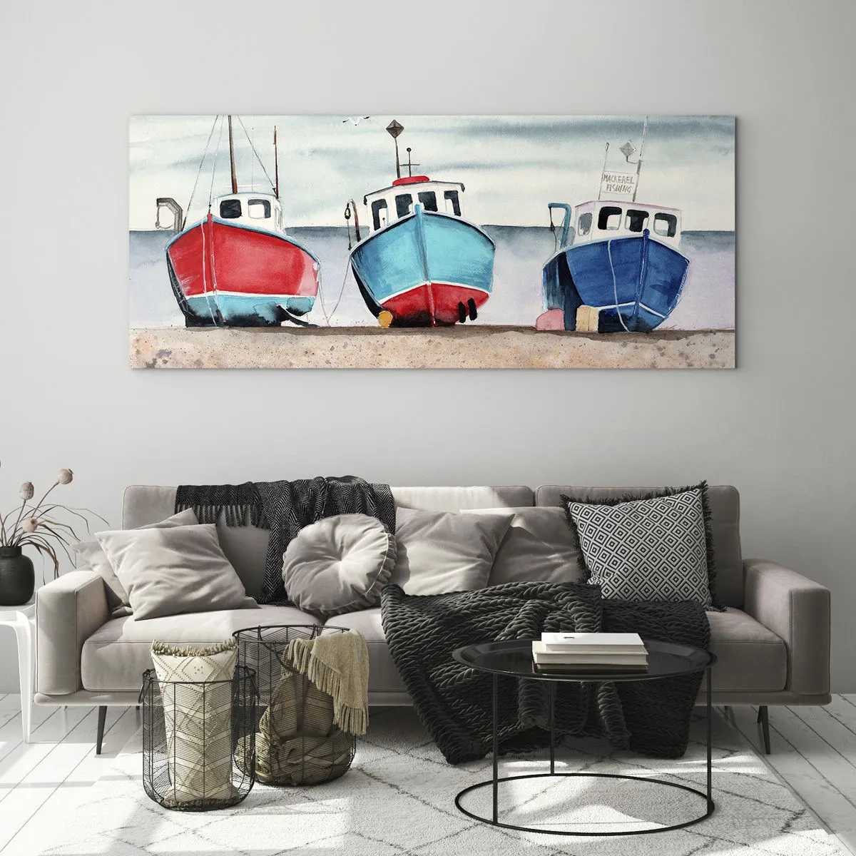 Quadro su vetro - Pronte alla pesca - 100x40 cm