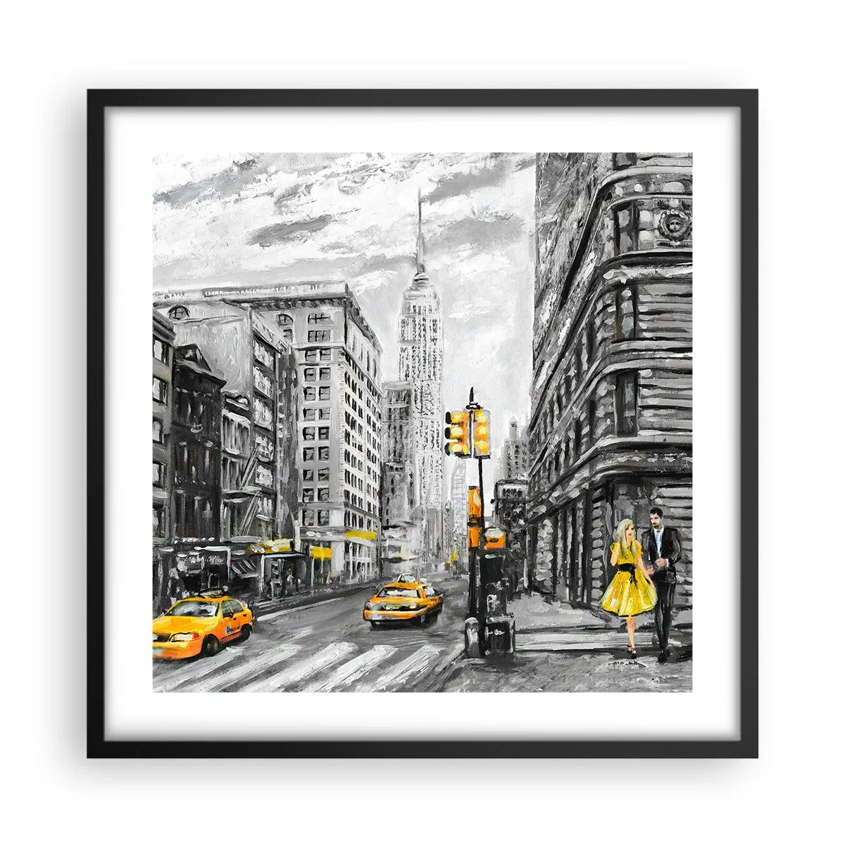 Poster in cornice nera - Racconto di New York - 50x50 cm