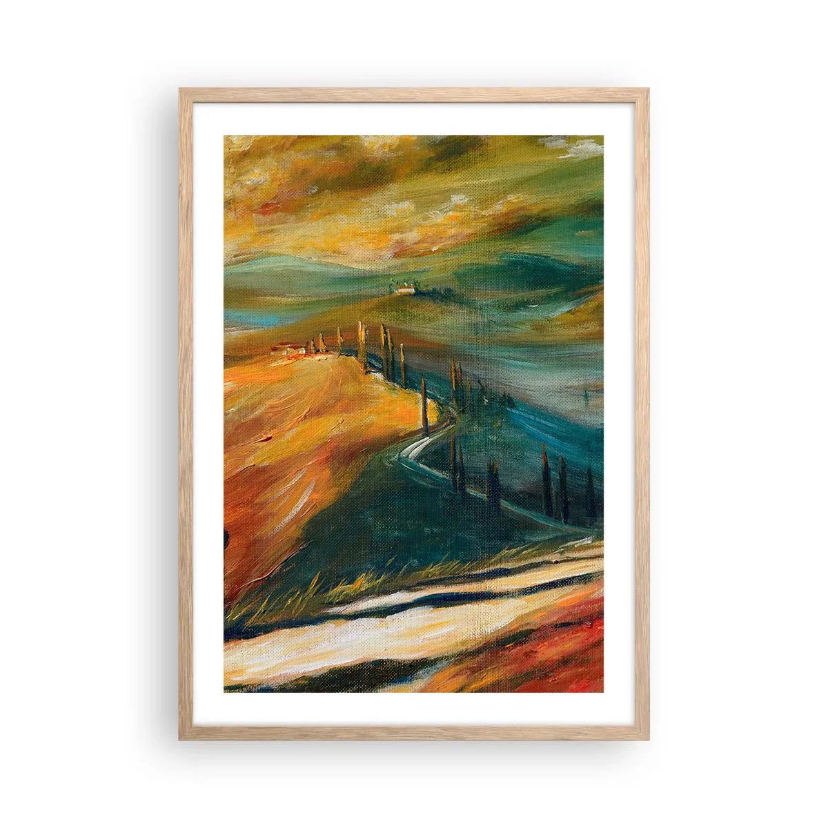 Poster in cornice rovere chiaro - Paesaggio toscano - 50x70 cm