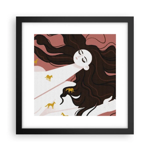 Poster in cornice nera - Il sogno del cavallo d'oro - 30x30 cm