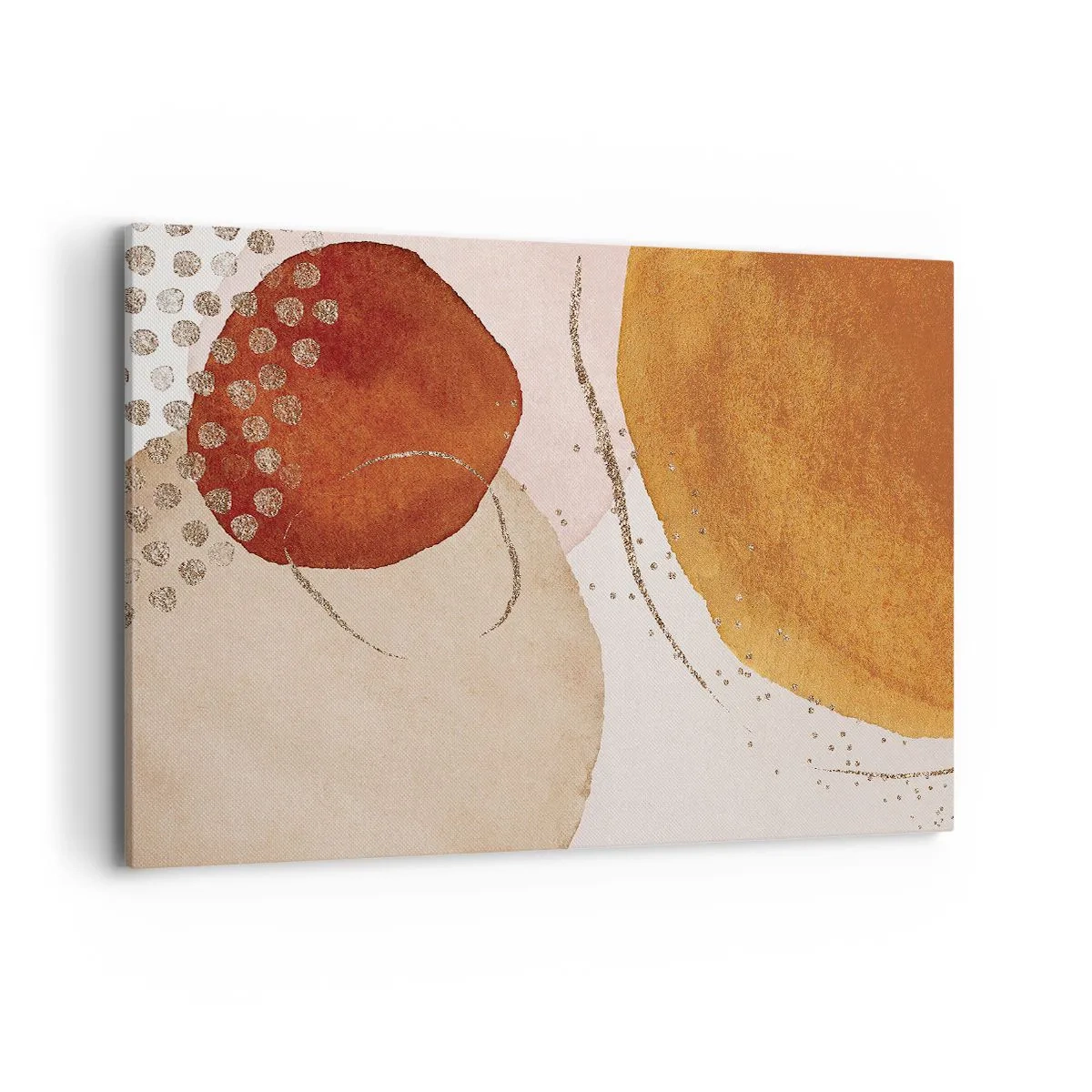 Quadro su tela - Stampe su Tela - Forme astratte in calde tonalità di marrone e oro - 120x80cm - Rotondità e movimento - Decorazione murale moderna per soggiorno e camera da letto ARTTOR