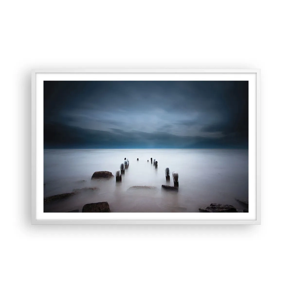 Poster in cornice bianca - Lago pensieroso - 91x61 cm