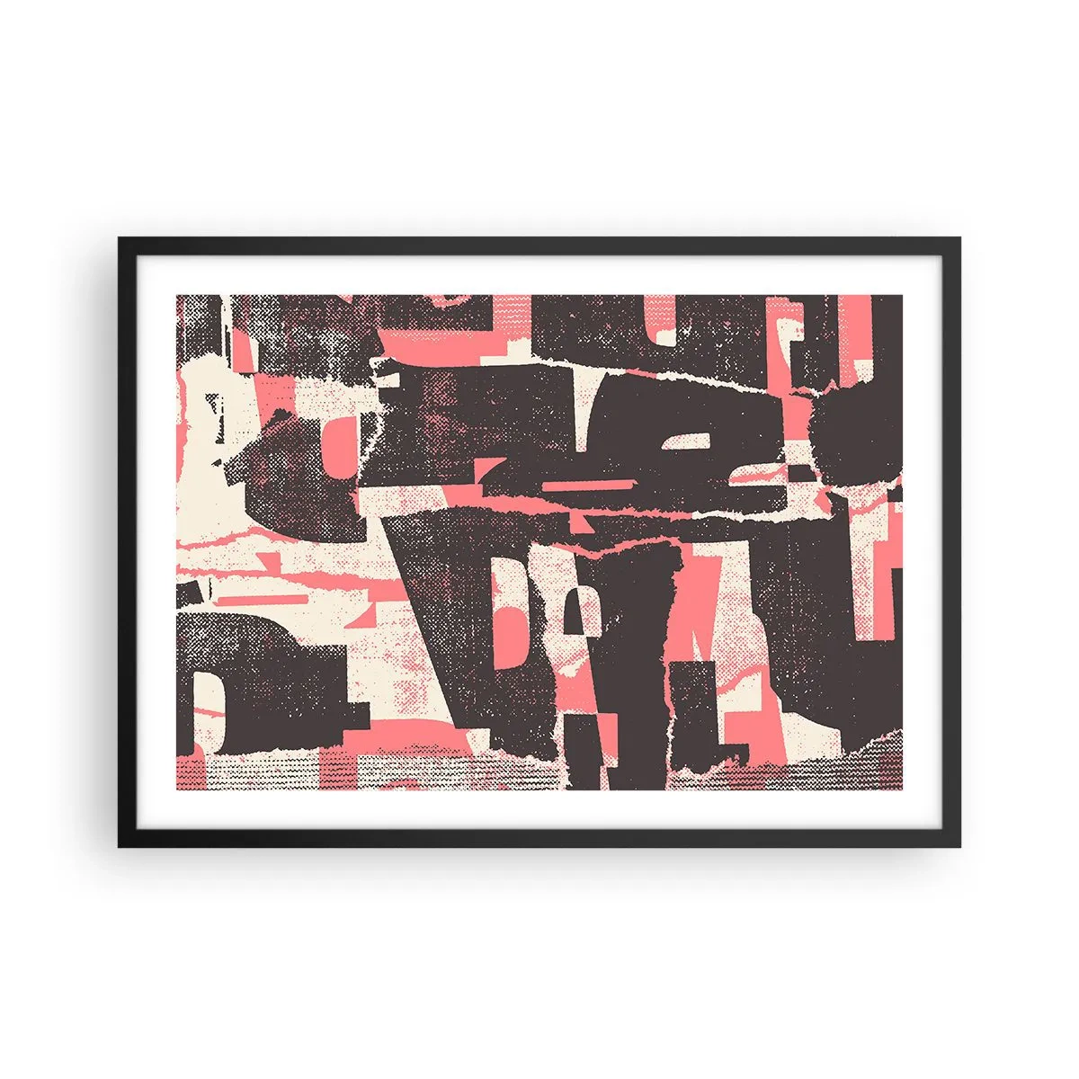 Poster in cornice nera - Una composizione astratta nei toni del rosa e del marrone. - 70x50cm - Tutto il rumore - Decorazione murale moderna per soggiorno e camera da letto ARTTOR
