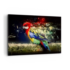 Quadro su tela - Stampe su Tela - Un pappagallo dai colori vivaci su uno sfondo di effetti di luce - 100x70cm - Messaggero di luce - Decorazione murale moderna per soggiorno e camera da letto ARTTOR
